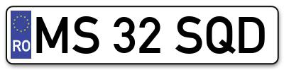 Placuta inmatriculare numar auto  MS-32-SQD, MS 32 SQD, MS32SQD