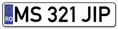 Placuta inmatriculare numar auto  MS-321-JIP, MS 321 JIP, MS321JIP