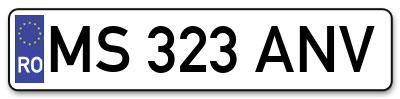 Placuta inmatriculare numar auto  MS-323-ANV, MS 323 ANV, MS323ANV