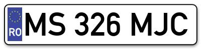 Placuta inmatriculare numar auto  MS-326-MJC, MS 326 MJC, MS326MJC