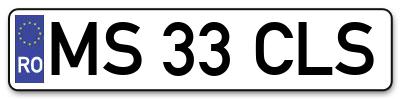 Placuta inmatriculare numar auto  MS-33-CLS, MS 33 CLS, MS33CLS