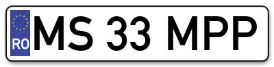 Placuta inmatriculare numar auto  MS-33-MPP, MS 33 MPP, MS33MPP