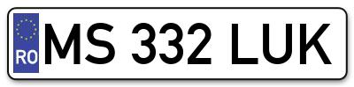 Placuta inmatriculare numar auto  MS-332-LUK, MS 332 LUK, MS332LUK