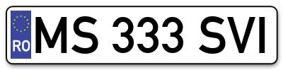 Placuta inmatriculare numar auto  MS-333-SVI, MS 333 SVI, MS333SVI