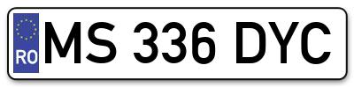 Placuta inmatriculare numar auto  MS-336-DYC, MS 336 DYC, MS336DYC