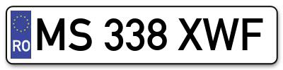 Placuta inmatriculare numar auto  MS-338-XWF, MS 338 XWF, MS338XWF