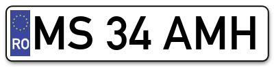 Placuta inmatriculare numar auto  MS-34-AMH, MS 34 AMH, MS34AMH