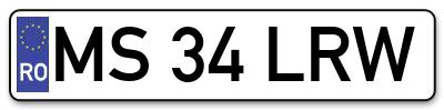 Placuta inmatriculare numar auto  MS-34-LRW, MS 34 LRW, MS34LRW