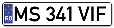 Placuta inmatriculare numar auto  MS-341-VIF, MS 341 VIF, MS341VIF