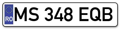 Placuta inmatriculare numar auto  MS-348-EQB, MS 348 EQB, MS348EQB