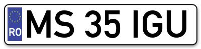 Placuta inmatriculare numar auto  MS-35-IGU, MS 35 IGU, MS35IGU