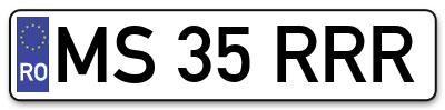 Placuta inmatriculare numar auto  MS-35-RRR, MS 35 RRR, MS35RRR