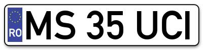 Placuta inmatriculare numar auto  MS-35-UCI, MS 35 UCI, MS35UCI