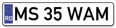 Placuta inmatriculare numar auto  MS-35-WAM, MS 35 WAM, MS35WAM