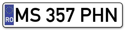 Placuta inmatriculare numar auto  MS-357-PHN, MS 357 PHN, MS357PHN