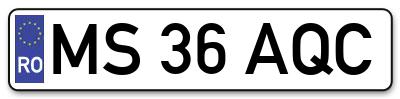 Placuta inmatriculare numar auto  MS-36-AQC, MS 36 AQC, MS36AQC