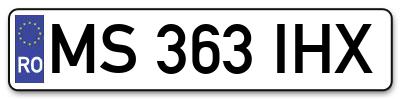 Placuta inmatriculare numar auto  MS-363-IHX, MS 363 IHX, MS363IHX