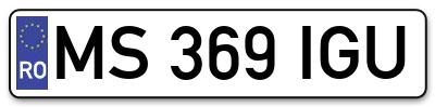 Placuta inmatriculare numar auto  MS-369-IGU, MS 369 IGU, MS369IGU