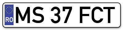 Placuta inmatriculare numar auto  MS-37-FCT, MS 37 FCT, MS37FCT