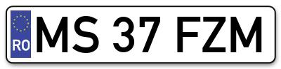 Placuta inmatriculare numar auto  MS-37-FZM, MS 37 FZM, MS37FZM