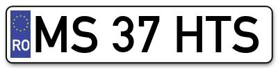 Placuta inmatriculare numar auto  MS-37-HTS, MS 37 HTS, MS37HTS