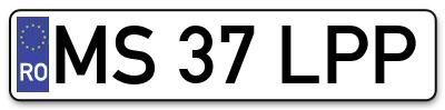 Placuta inmatriculare numar auto  MS-37-LPP, MS 37 LPP, MS37LPP