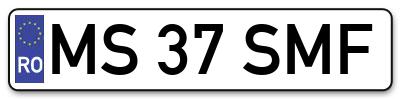 Placuta inmatriculare numar auto  MS-37-SMF, MS 37 SMF, MS37SMF