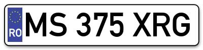 Placuta inmatriculare numar auto  MS-375-XRG, MS 375 XRG, MS375XRG