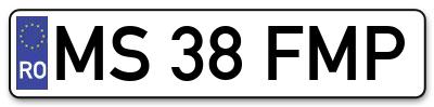 Placuta inmatriculare numar auto  MS-38-FMP, MS 38 FMP, MS38FMP