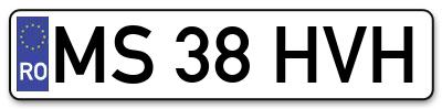 Placuta inmatriculare numar auto  MS-38-HVH, MS 38 HVH, MS38HVH