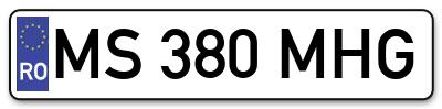 Placuta inmatriculare numar auto  MS-380-MHG, MS 380 MHG, MS380MHG