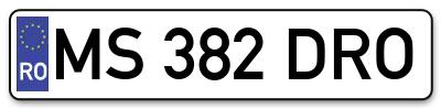 Placuta inmatriculare numar auto  MS-382-DRO, MS 382 DRO, MS382DRO