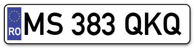 Placuta inmatriculare numar auto  MS-383-QKQ, MS 383 QKQ, MS383QKQ