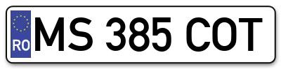 Placuta inmatriculare numar auto  MS-385-COT, MS 385 COT, MS385COT
