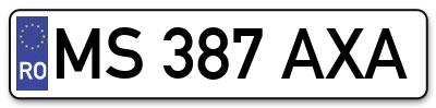 Placuta inmatriculare numar auto  MS-387-AXA, MS 387 AXA, MS387AXA