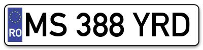Placuta inmatriculare numar auto  MS-388-YRD, MS 388 YRD, MS388YRD