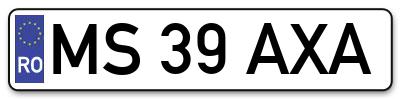 Placuta inmatriculare numar auto  MS-39-AXA, MS 39 AXA, MS39AXA