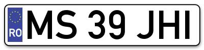 Placuta inmatriculare numar auto  MS-39-JHI, MS 39 JHI, MS39JHI