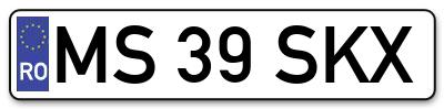 Placuta inmatriculare numar auto  MS-39-SKX, MS 39 SKX, MS39SKX