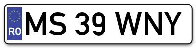 Placuta inmatriculare numar auto  MS-39-WNY, MS 39 WNY, MS39WNY