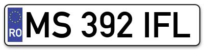 Placuta inmatriculare numar auto  MS-392-IFL, MS 392 IFL, MS392IFL