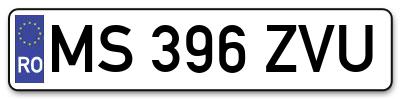 Placuta inmatriculare numar auto  MS-396-ZVU, MS 396 ZVU, MS396ZVU