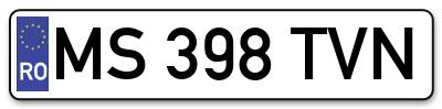 Placuta inmatriculare numar auto  MS-398-TVN, MS 398 TVN, MS398TVN