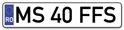 Placuta inmatriculare numar auto  MS-40-FFS, MS 40 FFS, MS40FFS