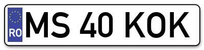 Placuta inmatriculare numar auto  MS-40-KOK, MS 40 KOK, MS40KOK