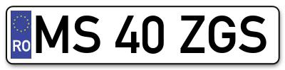 Placuta inmatriculare numar auto  MS-40-ZGS, MS 40 ZGS, MS40ZGS