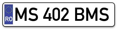 Placuta inmatriculare numar auto  MS-402-BMS, MS 402 BMS, MS402BMS