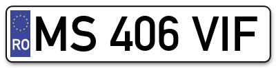 Placuta inmatriculare numar auto  MS-406-VIF, MS 406 VIF, MS406VIF