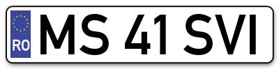 Placuta inmatriculare numar auto  MS-41-SVI, MS 41 SVI, MS41SVI