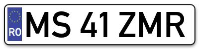 Placuta inmatriculare numar auto  MS-41-ZMR, MS 41 ZMR, MS41ZMR